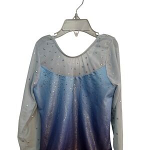 Frozen Elsa Gymnastics Leotard Long Sleeve Blue Purple Sparkle‎ Size CS 7